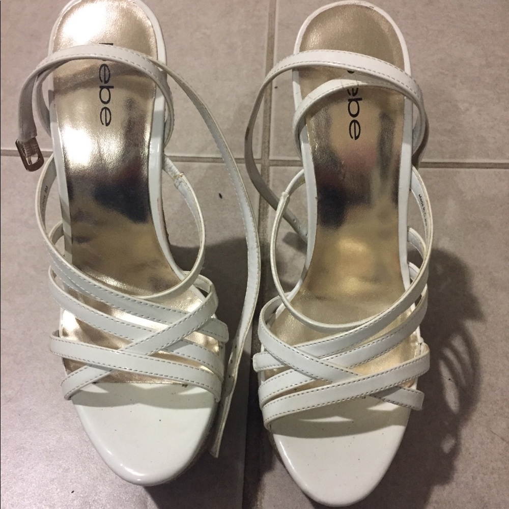 Bebe white platform sandal